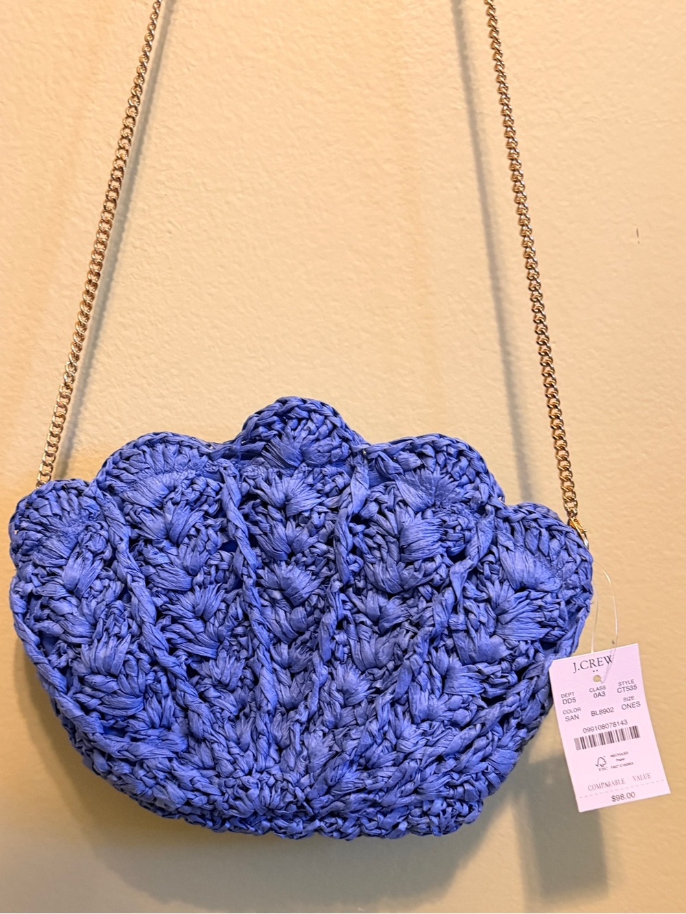 NWT J Crew Woven Shell Clutch - Santorini